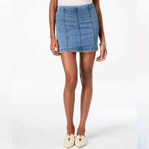 Free People Denim A-Line Mini Skirt Seamed Y2K Indie Boho 4 Indie Sleaze Western